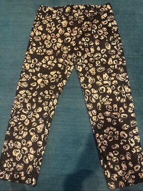 Thakoon Black and Cream Capris with Abstract Floral Print